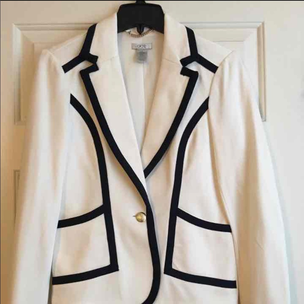 White & Navy Blazer by Cache